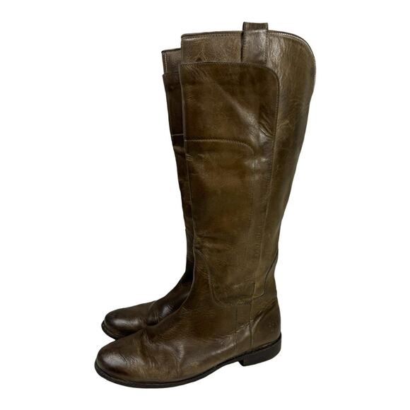 Frye boots riding made in Italy sz US W 8.5 green brown - Picture 3 of 8